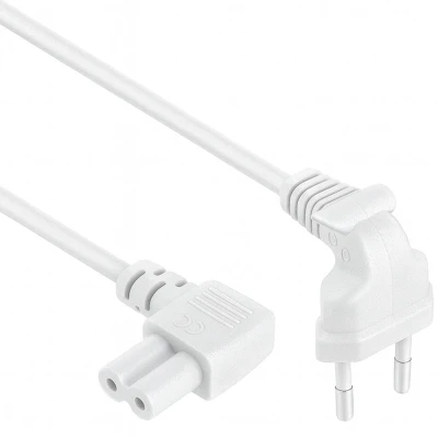 Afbeelding van C7 apparaatsnoer Haakse plug Euro stekker Wit 5 meter Allteq