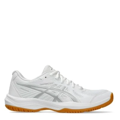 Afbeelding van Asics Upcourt 6 Tennisschoenen voor alle ondergronden, Dames, Maat: 43.5, White/pure silver Imitatieleer/ textiel