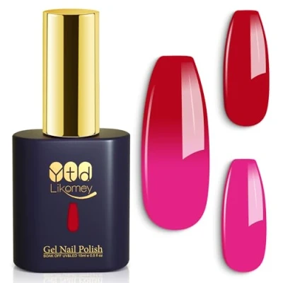 Afbeelding van YTD Likomey Chameleon Semi permanente nagellak met kleurverandering, 15 ml, temperatuurverandering, soak off gel, UV, LED, nagellak, manicure, roze/warm rood