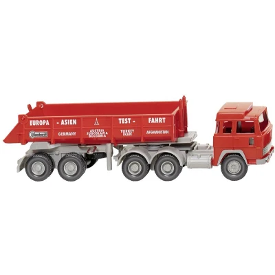 Afbeelding van Wiking 067708 H0 Vrachtwagen Magirus Deutz Trekker kiepopleggercombinatie 235 D Testfahrt Europa Asien