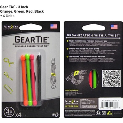 Afbeelding van Nite Ize Gear Tie Allesbinder 4 pack Assorti 7,5CM