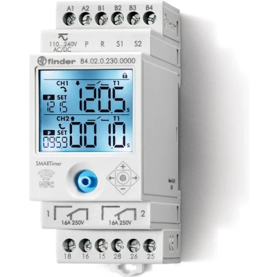 Afbeelding van Finder 84.02.0.230.0000 Schakelklok voor DIN rails 230 V/AC 1 stuk(s) 2x wisselcontact