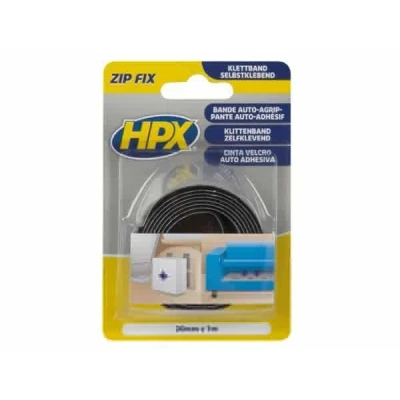 Afbeelding van HPX Zip Fix Klittenband 20 Mm X 1 Meter Zwart Lijm, Kit &amp; Tape