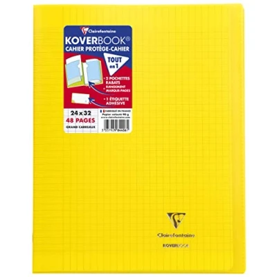 Image de CLAIREFONTAINE Koverbook Cahier piqure 48 pages avec rabats 240 x 320 mm Seyes papier PEFC 90 g Jaune