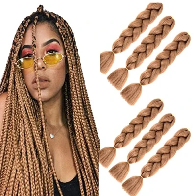 Afbeelding van Jumbo Braiding Haarverlenging, kleurrijk, hittebestendig, voor knutselwerk, ombré kleuren, 600 g/stuk, 60 cm
