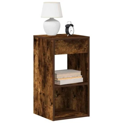 Image de vidaXL Table de chevet avec tiroir chêne fumé 35x34x66,5 cm858721