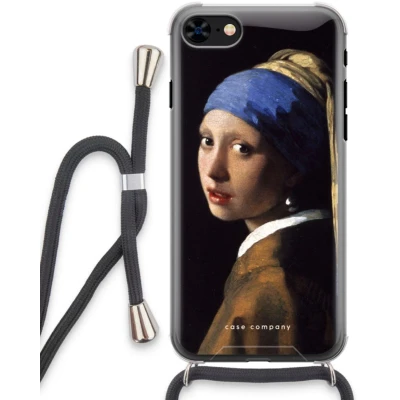 Afbeelding van Case Company® hoesje met Koord geschikt voor iPhone 7 The Pearl Earring Telefoonhoesje Zwart Extra Bescherming aan alle Kanten en Over de Schermrand