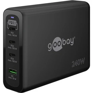 Afbeelding van USB C PD GaN Multiport Schnellladegerät max. 240 W, schwarz