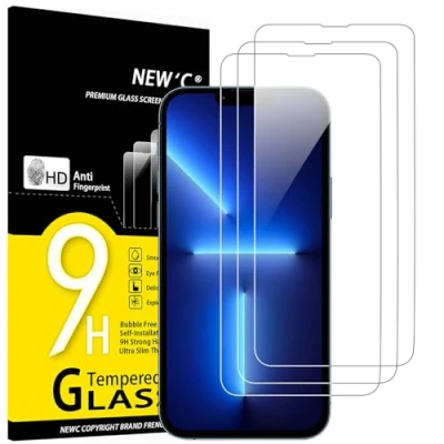 Afbeelding van NEW&#039;C 3 Stuks, Screen Protector voor iPhone 13 Pro Max, 14 Plus (6,7&quot;), Gehard Glass Schermbeschermer Film 0.33 mm ultra transparant, resistent, anti kras, vingerafdrukken