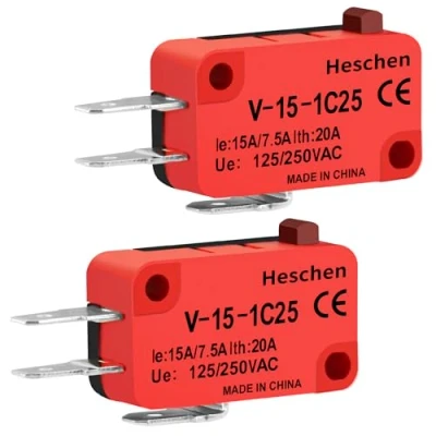Afbeelding van Heschen 2 x microschakelaar V 15 1C25 SPDT knoptype 20A 250V AC
