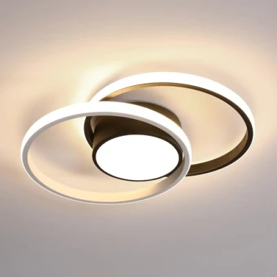 Afbeelding van Comely Led plafondlamp, ronde 42 W, moderne voor hal, slaapkamer, badkamer, keuken, woonkamer, natuurlijk luce 4500 K, lengte 40 cm, zwart