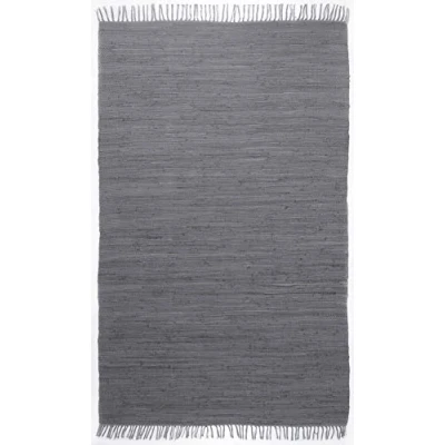 Afbeelding van Dhurry Fleckerl, plat weefsel, tapijt, 100% katoen, handgeweven, wasbaar, 60 x 120 cm, antraciet, Happy Cotton