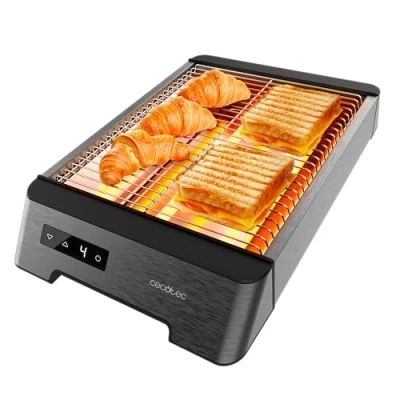 Afbeelding van Cecotec Horizontale broodrooster platte met 3 NiceSlice touch 1000 W weerstanden, alle soorten brood of gebak, kwartsweerstanden, roestvrijstalen afwerking, 6 standen