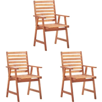 Afbeelding van Tuinstoelen 3 st massief acaciahout