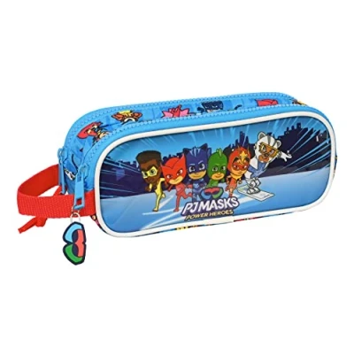 Afbeelding van Pennenetui met 2 vakken PJ Masks Blauw 21 x 8 6 cm