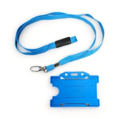 Afbeelding van ALG ID Cards kaarthouder en schouderband met metalen clip veiligheidssluiting (blauw)