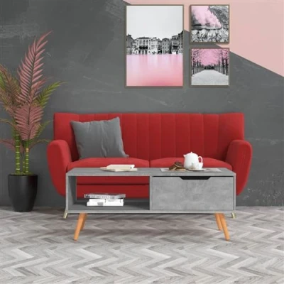 Afbeelding van Salontafel 100x49,5x43 cm spaanplaat betongrijs