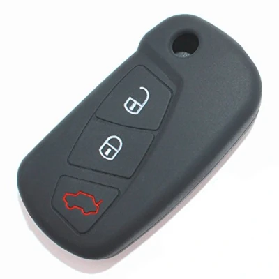 Afbeelding van CoverYourKey Finest Folia FE Siliconen beschermhoes voor autosleutels met 3 knoppen zwart