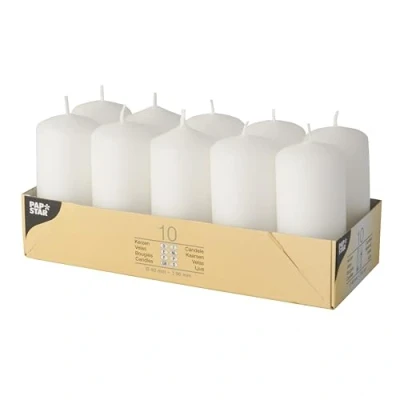 Afbeelding van Stompkaarsen Wit Ø 40 x 90mm Branduren 9 Papstar