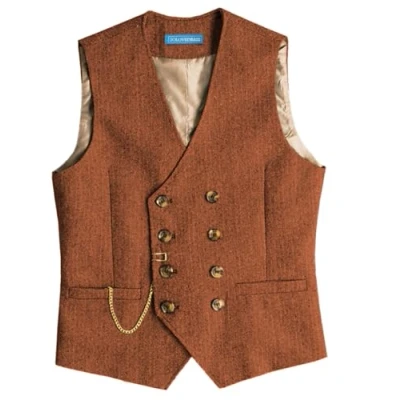 Afbeelding van Solovedress Vintage wollen herenvest regular fit voor bruiloft, Oranje