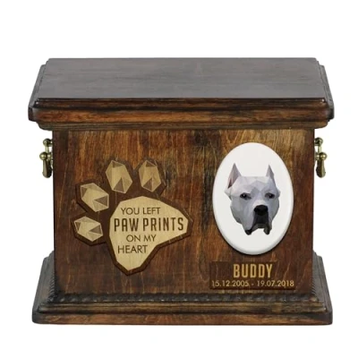 Afbeelding van Dogo Argentino Gepersonaliseerde urn hond voor hondenas met gravure