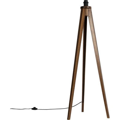 Afbeelding van QAZQA Landelijke vloerlamp Tripod walnoot hout Classic