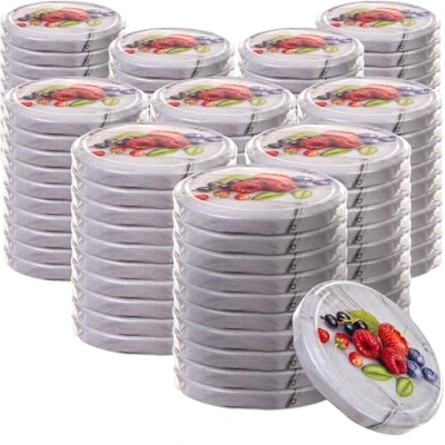 Afbeelding van KADAX 100 stuks schroefdeksel met diameter van 82 mm, metalen twist off deksel, reservedeksel voor inmaakpotten en weckpotten, deksel 6 inkepingen