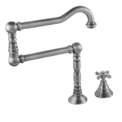 Afbeelding van PB klassieke fonteinkraan met sterknop koud water en lange draaibare uitloop brons 1208855752