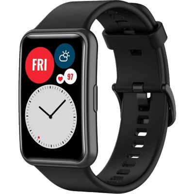Afbeelding van iMoshion Bandje Geschikt voor Huawei Watch Fit Siliconen band gekleurde gesp met installatiehulp Zwart