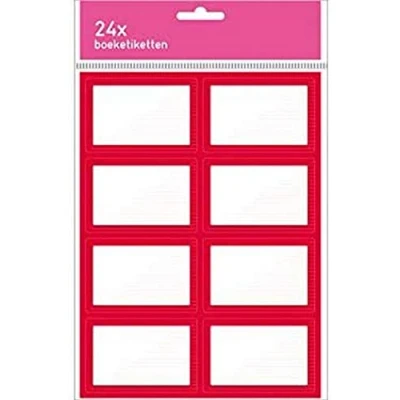 Afbeelding van Kangaro boeketiketten 7,5 x 5 cm pak a 24 stuks rood/wit K 58135