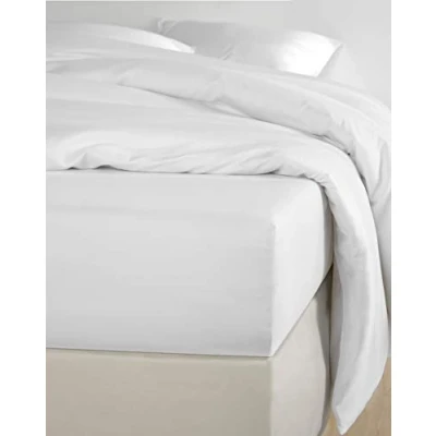 Image de De Witte Lietaer Olivia Drap Housse qualité Satin Coton preigné, Blanc/White, 160x200 cm h30