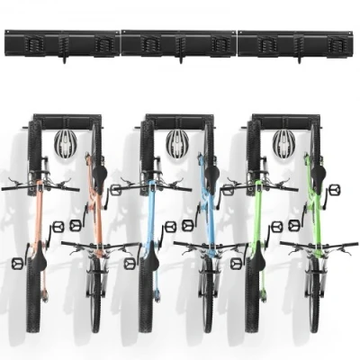 Image de VEVOR Support de rangement pour 6 vélos 3 crochets à casques porte mural