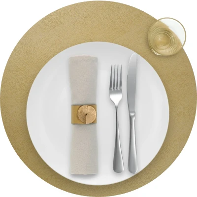 Afbeelding van 1x Skinnatur Placemat leder Gold Goud 38cm gerecycleerd leer tafeldecoratie onderlegger
