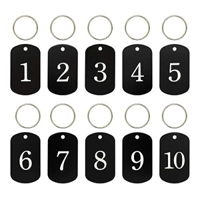 Afbeelding van Gegraveerde aluminium ID labels met sleutelhanger (1 10, zwart)