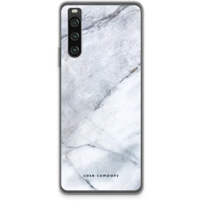 Afbeelding van Case Company® hoesje geschikt voor Sony Xperia 10 IV Witte marmer Soft Cover Telefoonhoesje Bescherming aan alle Kanten en Schermrand