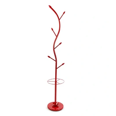 Afbeelding van Versa Derby Minimalistische kapstok met 6 haken of voor kleding ingangstassen, metaal, rood, 185 x 30 cm