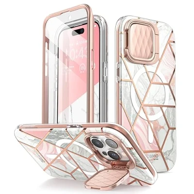 Afbeelding van Cosmo Geschikt Voor iPhone 15 Pro Mag Case met Screen protector Marmer