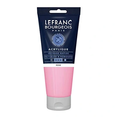Image de Lefranc Bourgeois Fine 300435 Peinture acrylique Rose Tube de 200 ml crémeuse à base d&#039;eau Séchage rapide Résistant la lumière Imperméable