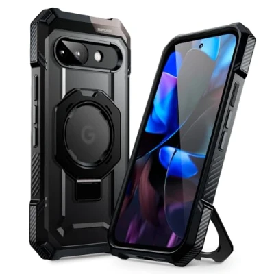 Afbeelding van SUPCASE Beschermhoes voor Google Pixel 9A met standaard (Unicorn Beetle Grip), [MagSafe compatibel] [militaire kwaliteit] Magnetische telefoonhoes (zwart)