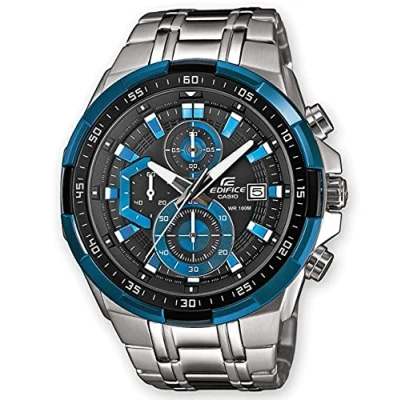 Afbeelding van Casio Edifice Herenhorloge Massieve roestvrijstalen kast en Armband 10 bar, Kl Blauw, armband,