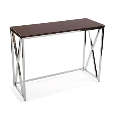Afbeelding van Versa Modena smalle hal of halmeubel, moderne console, afmetingen (H x B B) 76 40,5 106,5 cm, hout en metaal, bruin