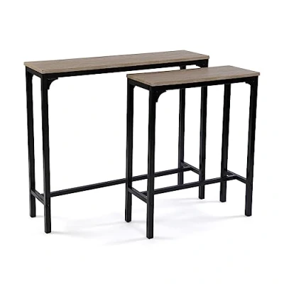 Afbeelding van Versa Doncaster smalle halkast voor hal of hal, consoletafel, afmetingen (H x B L) 80 25 95 cm, hout en metaal, kleur zwart