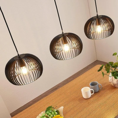 Afbeelding van Lindby hanglamp 3lichts metaal E27 zwart
