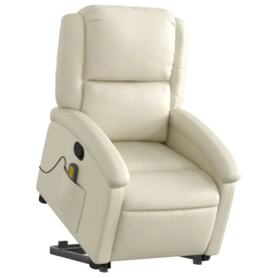 Image de vidaXL Fauteuil inclinable de massage Crème Similicuir3205050