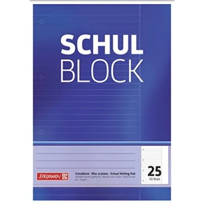 Afbeelding van Brunnen Notitieblok A4 50 vellen gelinieerd met rand liniatuur 25 geperforeerd en gelijmd 70 g/m²