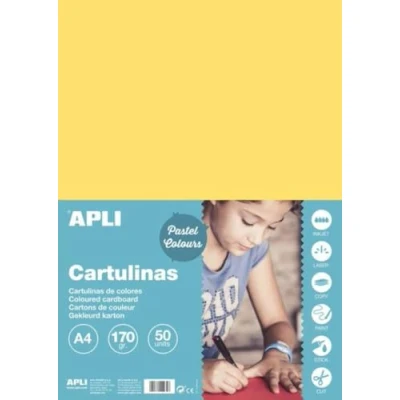 Image de Apli 14231 50 feuilles de papier cartonné Couleur : Jaune Clair Format A4