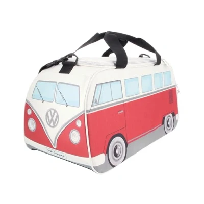 Afbeelding van BRISA VW Collection Volkswagen Combi Bus T1 Camper Van Sporttas met hengsels en schouderriem, grote capaciteit, handtas natte vakken zachte bodem, voor reizen, sportschool, cadeau, S (50 x 25