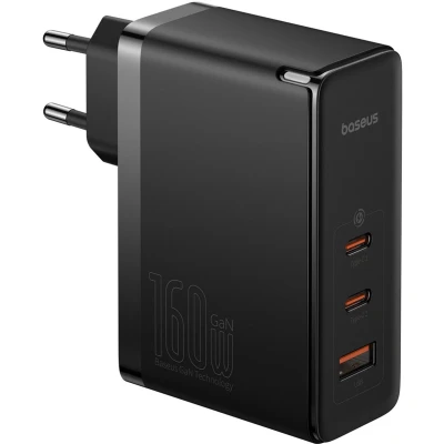 Afbeelding van Baseus GaN5 Pro GaN netwerklader 2x USB C/USB A 160W zwart + C 240W kabel