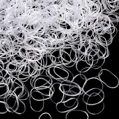 Afbeelding van Hicarer Verpakking met 1000 mini elastiekjes, zacht, elastisch, voor haar, bruiloftshaar en meer (glas)