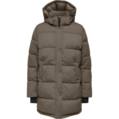 Afbeelding van ONLY Onlann Premium Puffer COAT Winterjas, Dames, Maat: Small, Walnut